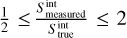 ${1 \over 2} \le {{S_{{\rm{measured}}}^{{\mathop{\rm int}} }} \over {S_{{\rm{true}}}^{{\mathop{\rm int}} }}} &lt; 2$
