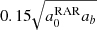 $ 0.15 \sqrt{a_0^{\mathrm{RAR}} a_b} $