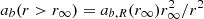 $ a_b(r > r_\infty) = a_{b,R}(r_\infty) r_\infty^2/r^2 $