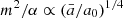 $ m^2/\alpha \propto (\bar{a}/a_0)^{1/4} $