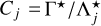 ${C_j} = {{{\Gamma ^ \star }} \mathord{\left/ {\vphantom {{{\Gamma ^ \star }} {{\rm{\Lambda }}_j^ \star }}} \right. \kern-\nulldelimiterspace} {{\rm{\Lambda }}_j^ \star }}$
