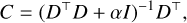 $ C = {\left( {{D^ \top }D + \alpha I} \right)^{ - 1}}{D^ \top }, $