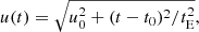 $$ \begin{aligned} u(t)=\sqrt{u_0^2+(t-t_0)^2/t_{\mathrm{E} }^2}, \end{aligned} $$