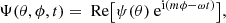 $$ \begin{aligned} \Psi (\theta ,\phi ,t) = \text{ Re} \bigl [ \psi (\theta ) \text{ e}^{ \mathrm{i} (m\phi - \omega t)} \bigr ], \end{aligned} $$