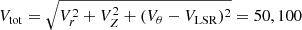 $ V_{\mathrm{tot}}=\sqrt{V_r^2+V_Z^2+(V_\theta-V_{\mathrm{LSR}})^2} = 50, 100 $