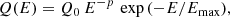 $$ \begin{aligned} Q(E) = Q_{0}\, E^{-p} \,\exp {\left(-E/E_{\rm max}\right)}, \end{aligned} $$