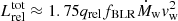 $ L_{\mathrm{rel}}^{\mathrm{tot}} \approx 1.75 q_{\mathrm{rel}} f_{\mathrm{BLR}} \dot{M}_{\mathrm{w}}{v}_{\mathrm{w}}^2 $