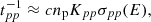 $$ \begin{aligned} t_{pp}^{-1} \approx cn_{\mathrm{p} }K_{pp}\sigma _{pp}(E), \end{aligned} $$
