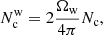 $$ \begin{aligned} N_{\rm c}^\mathrm{w} = 2\frac{\Omega _{\rm w}}{4\pi } N_{\rm c}, \end{aligned} $$