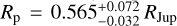${R_{\rm{p}}} = 0.565_{ - 0.032}^{ + 0.072}{R_{{\rm{Jup}}}}$