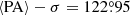 $ \rm \langle PA \rangle - \sigma = 122{{\overset{\circ}{.}}}95 $