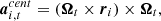 $$ \begin{aligned} \boldsymbol{a}_{i,t}^{cent} = (\boldsymbol{\Omega }_t\times \boldsymbol{r}_{i})\times \boldsymbol{\Omega }_t, \end{aligned} $$