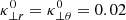 $ \kappa_{\bot r}^0=\kappa_{\bot\theta}^0=0.02 $