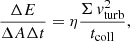 $$ \begin{aligned} \frac{\Delta E}{\Delta A \Delta t}= \eta \frac{\Sigma \,{v}_{\rm turb}^2}{t_{\rm coll}} , \end{aligned} $$