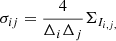$$ \begin{aligned} \sigma _{ij} = \frac{4}{\Delta _i \Delta _j}\Sigma _{I_{i,j,}} \end{aligned} $$