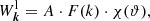 $$ \begin{aligned} W^\mathrm{l}_{\boldsymbol{k}}=A \cdot F(k) \cdot \chi (\vartheta ), \end{aligned} $$