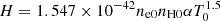 $ H=1.547\times10^{-42}n_{\rm e0}n_{\rm H0} \alpha T_0^{1.5} $