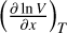 ${\left( {{{\partial \,{\rm{ln}}\,V} \over {\partial x}}} \right)_T}$
