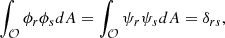 $$ \begin{aligned} \int _\mathcal{O} \phi _r\phi _sdA=\int _\mathcal{O} \psi _r\psi _sdA= \delta _{rs}, \end{aligned} $$