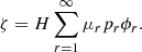 $$ \begin{aligned} \zeta =H\sum _{r=1}^\infty \mu _r p_r\phi _r. \end{aligned} $$