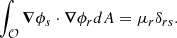 $$ \begin{aligned} \int _\mathcal{O} \boldsymbol{\nabla }\phi _s\cdot \boldsymbol{\nabla }\phi _r dA = \mu _r \delta _{rs}. \end{aligned} $$
