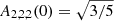 $ A_{2,2,2}(0)= \sqrt{3/5} $