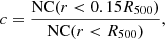 $$ \begin{aligned} c=\frac{\mathrm{NC}(r< 0.15 R_{500})}{\mathrm{NC}(r < R_{500})}, \end{aligned} $$