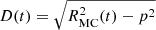 $ D(t)= \sqrt{R^2_{\mathrm{MC}}(t)-p^2} $