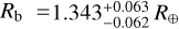 ${R_{\rm{b}}} = 1.343_{ - 0.062}^{ + 0.063}{R_ \oplus }$