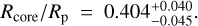 ${R_{{\rm{core}}}}/{R_{\rm{p}}} = 0.404_{ - 0.045}^{ + 0.040}$