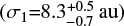 Mathematical equation: $\left( {{\sigma _1} = 8.3_{ - 0.7}^{ + 0.5}{\rm{au}}} \right)$