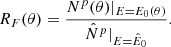 $$ \begin{aligned} R_F(\theta )=\frac{N^p(\theta )|_{E=E_0(\theta )}}{\hat{N}^p|_{E=\hat{E}_0}}. \end{aligned} $$
