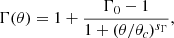 $$ \begin{aligned} \Gamma (\theta )=1+ \frac{\Gamma _0-1}{1+(\theta /\theta _c)^{s_{\Gamma }}}, \end{aligned} $$