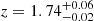 $ z = 1.74^{+0.06}_{-0.02} $