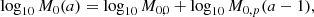 $$ \begin{aligned} \log _{10}M_0(a) = \log _{10}M_{0,0} + \log _{10}M_{0,p}(a-1), \end{aligned} $$