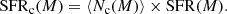 $$ \begin{aligned} \mathrm{SFR} _{\mathrm{c} }(M) = \langle N_{\mathrm{c} }(M)\rangle \times \mathrm{SFR} (M). \end{aligned} $$
