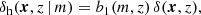 $$ \begin{aligned} \delta _\mathrm{h} (\boldsymbol{x}, z\,|\,m)&= b_1(m, z)\, \delta (\boldsymbol{x}, z), \end{aligned} $$