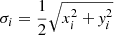 $ \sigma_i = \frac{1}{2}\sqrt{x^2_i + \mathit{y}^2_i} $