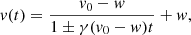 $$ \begin{aligned}&v(t)=\frac{v_{0}-w}{1\pm \gamma (v_{0}-w)t} + w, \end{aligned} $$
