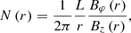 $$ \begin{aligned} N\left(r\right)=\frac{1}{2\pi } \frac{L}{r} \frac{B_{\varphi }\left(r\right)}{B_{z}\left(r\right)}, \end{aligned} $$