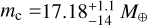 ${m_{\rm{c}}} = 17.18_{ - 14}^{ + 1.1}$