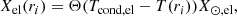 $$ \begin{aligned} X_\mathrm{el} (r_i) = \Theta (T_{\mathrm{cond, el} }-T(r_i))X_{\odot ,\mathrm{el} }, \end{aligned} $$