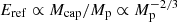 $ E_\mathrm{ref} \propto M_\mathrm{cap}/M_\mathrm{p} \propto M_\mathrm{p}^{-2/3} $