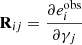 $$ \begin{aligned} \boldsymbol{\mathrm{R} }_{ij} = \frac{\partial e_{i}^{\mathrm{obs} }}{\partial \gamma _{j}} \end{aligned} $$