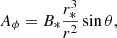 $$ \begin{aligned} A_\phi =B_{*} \frac{r_{*} ^3}{r^2}\sin \theta , \end{aligned} $$