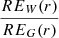$ \frac{ RE_{W}(r) } { RE_{G}(r) } $