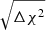 Mathematical equation: $ \sqrt{\Delta\chi^2} $