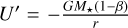 $U' = - {{G{M_*}\left( {1 - \beta } \right)} \over r}$