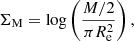 $$ \begin{aligned} {\Sigma _{\mathrm{M} }}= \log \left( \frac{{M}/2}{\pi R_{\rm e}^2} \right), \end{aligned} $$