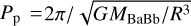 ${P_{\rm{p}}} = 2\pi /\sqrt {G{M_{{\rm{BaBb}}}}/{R^3}} $